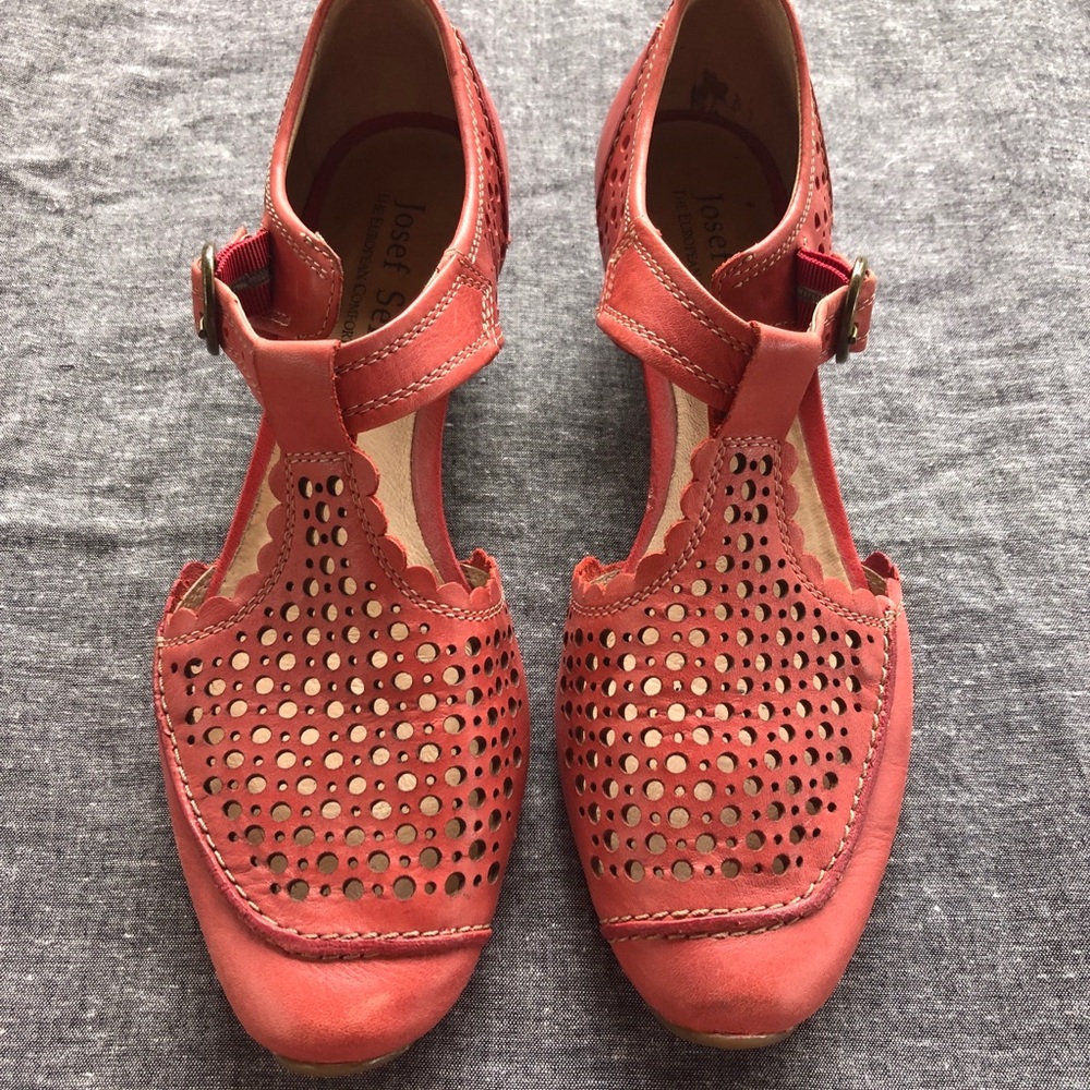 Pink perforated Josef Seibel sandals